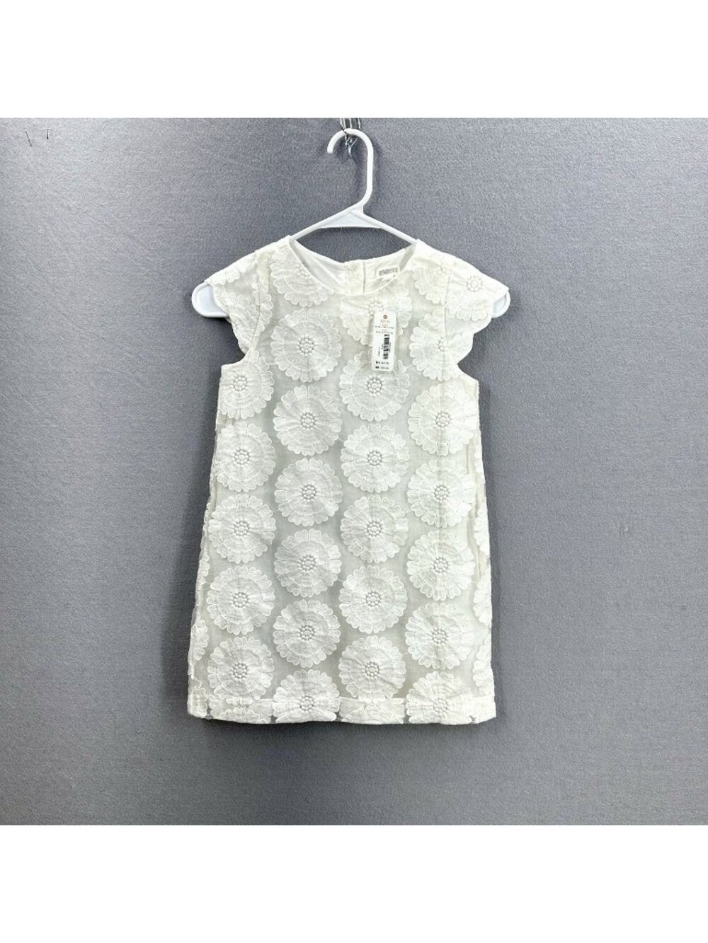 NWT Gymboree Girls Sleeveless Cap Sleece White Embroidered Floral Dress Sz 5-6
